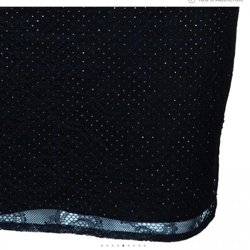 Alice+Olivia Jessie Lace overlay dot peplum strapless cocktail black dress-4 - Picture 6 of 12